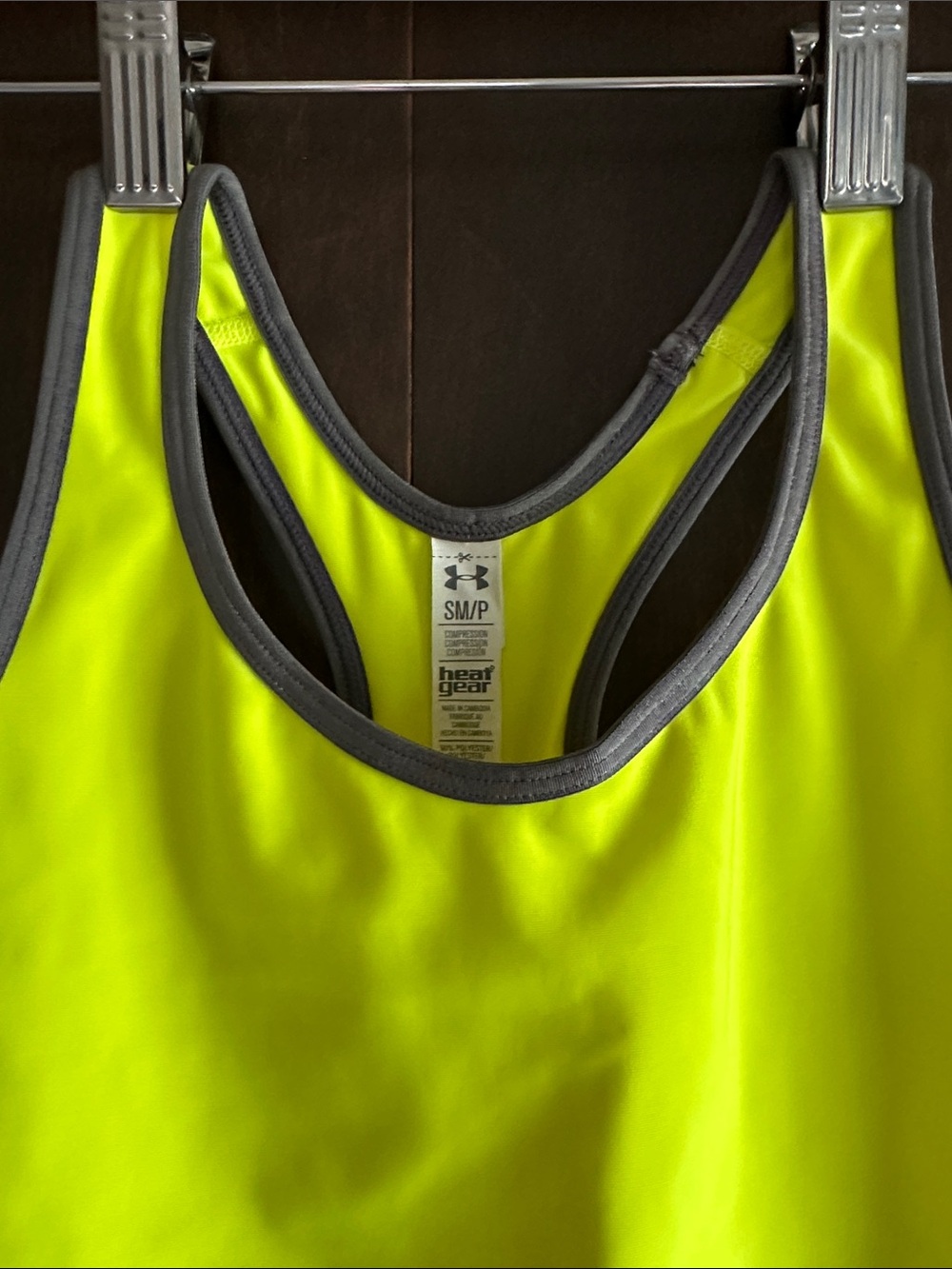 Under Armour Neon Yellow and Gray Racerback Sports Bra - Picture 5 of 5